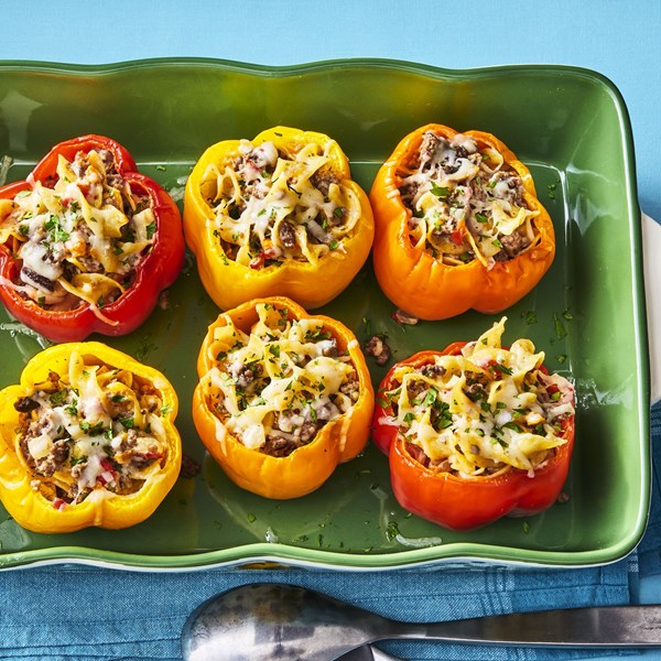 Beef Stroganoff stuffed peppers