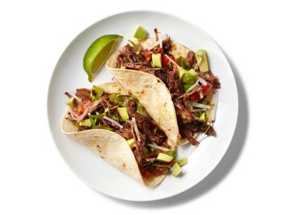 Beef tacos with salsa verde