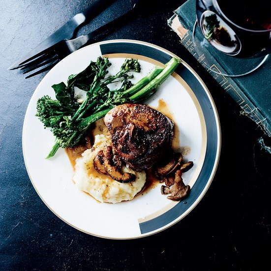 Beef tenderloin steaks with mushroom sauce