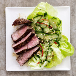Beef tenderloin with chiles, mint, and cucumber