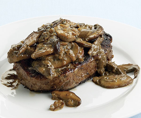 Beef tenderloin with mushroom-dill sauce