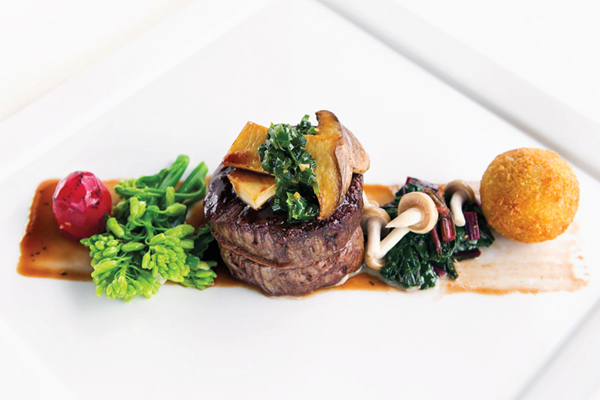Beef tenderloin with ume natto veal jus & croquettes