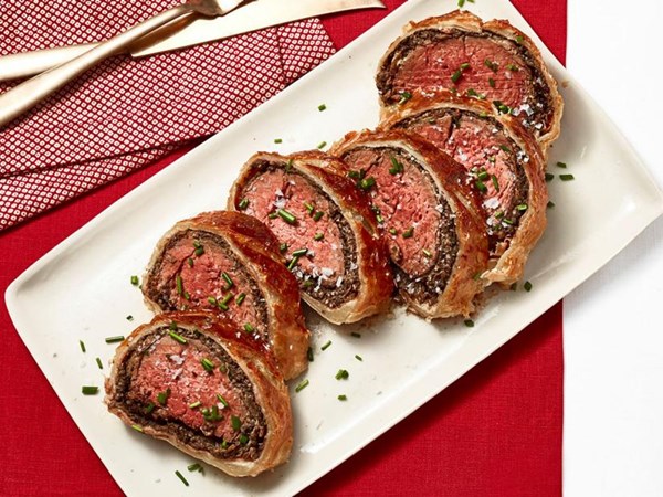 Beef Wellington with mixed mushrooms
