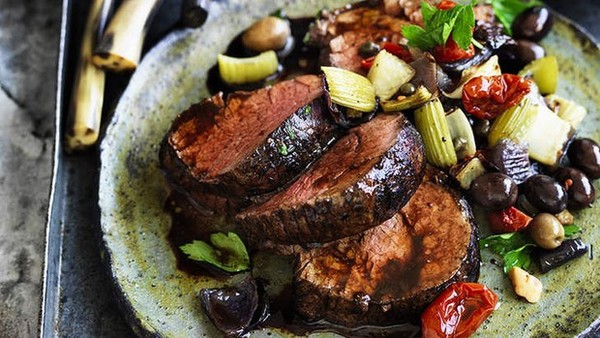 Beef with fennel caponata