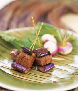 Beef yakitori with eggplant