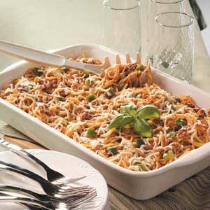 Beefy baked spaghetti 