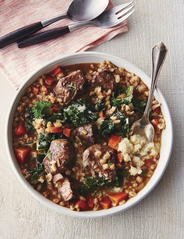 Beefy barley kale stew