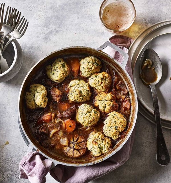 Beer & Marmite braised beef with horseradish dumplings [The Hand and Flowers]