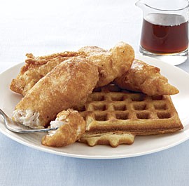 Beer-batter chicken and waffles