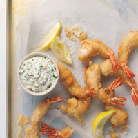Beer-batter prawns and tartare sauce