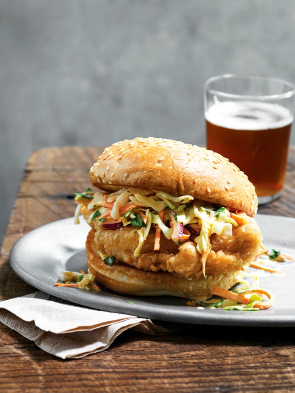 Beer-battered chicken sandwich