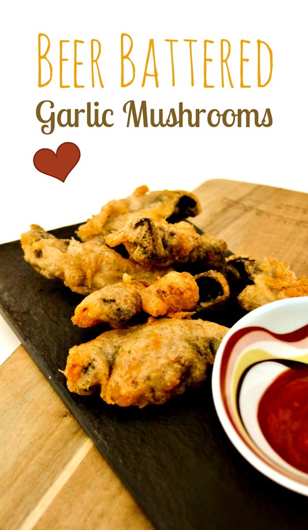 Beer battered garlic mushrooms