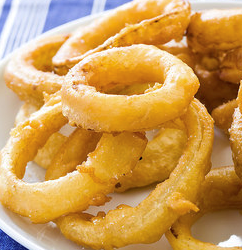 Beer-battered onion rings