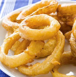 Beer-battered onion rings