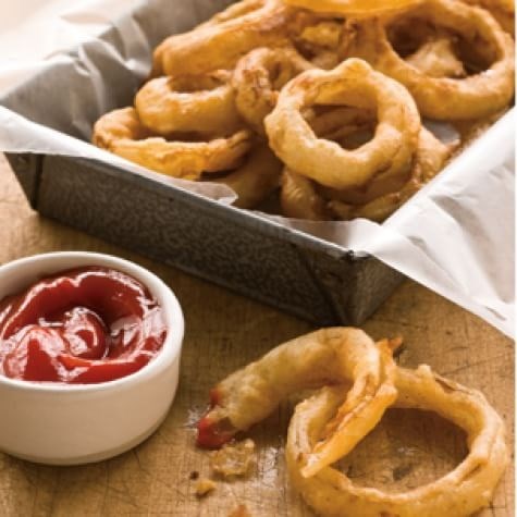 Beer-battered onion rings