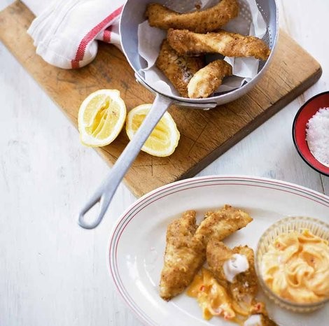 Beer-battered Sichuan flathead tails
