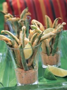 Beer-battered string beans with righteous rémoulade sauce
