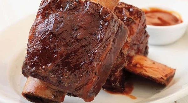 Beer-braised and mesquite-smoked short ribs
