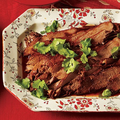 Beer-braised brisket with honey-lime glaze