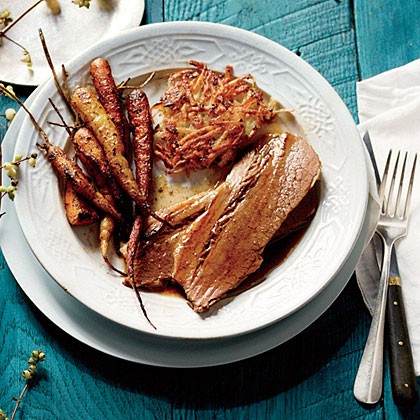 Beer-braised brisket with onion jam