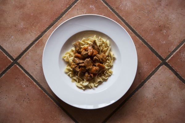 Beer-braised pork and carrot stew