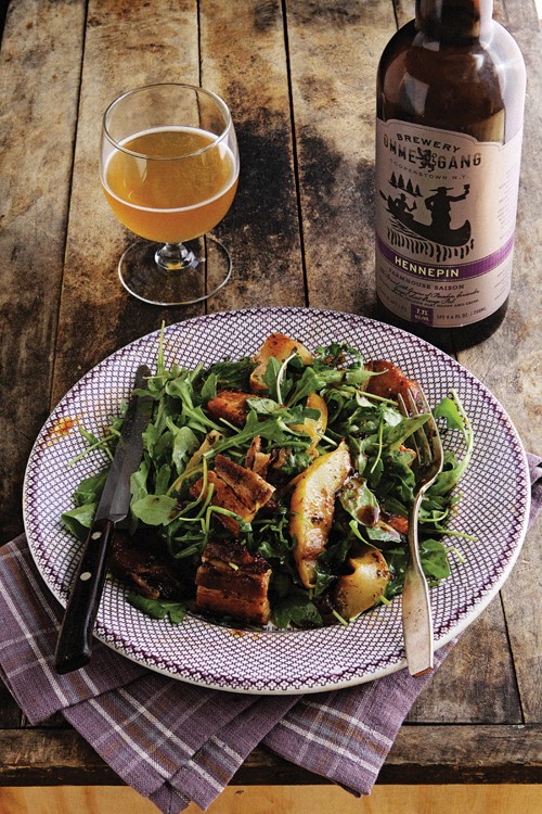 Beer-braised pork belly