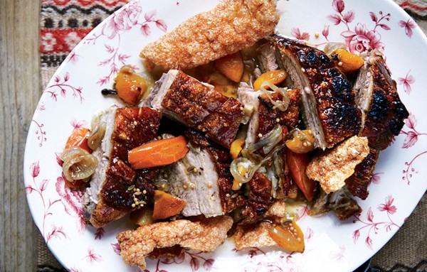 Beer-braised pork belly