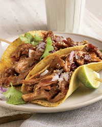 Beer-braised turkey tacos