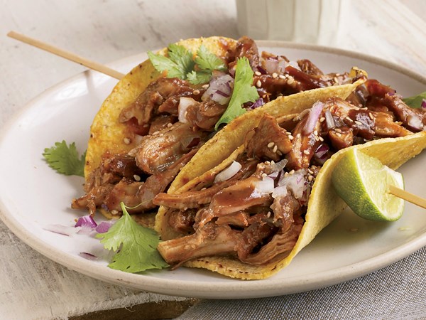 Beer-braised turkey tacos