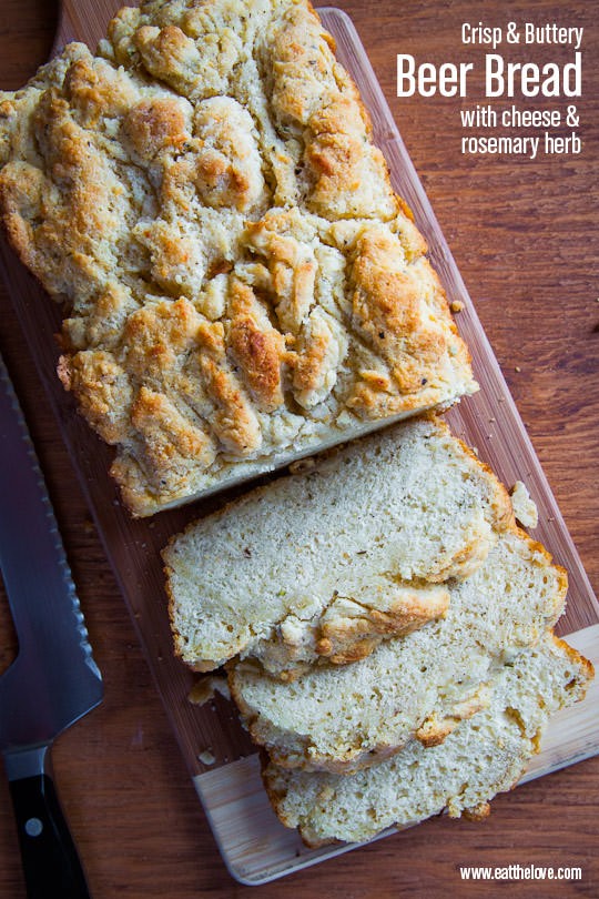 Beer bread with cheese and rosemary herb