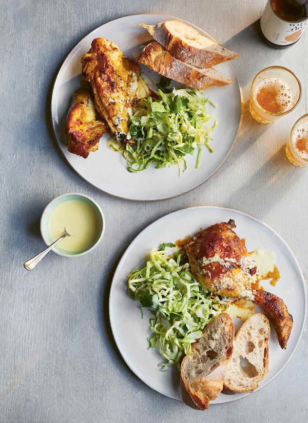 Beer-brined BBQ chicken