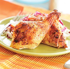 Beer-brined butterflied chicken