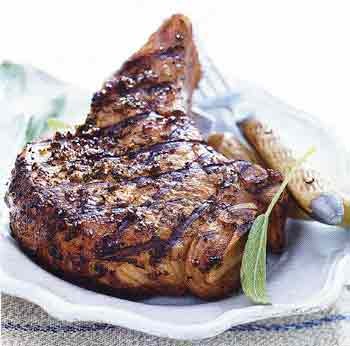 Beer-brined grilled pork chops