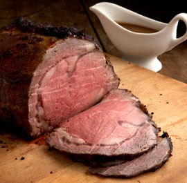 Beer-buttered roasted rib-eye with beer and cider sauce