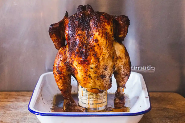 Beer-can chicken with a coffee rub