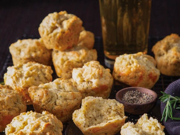 Beer-cheddar muffins