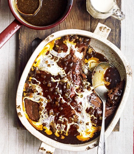 Beer-laced sticky toffee and ginger pudding