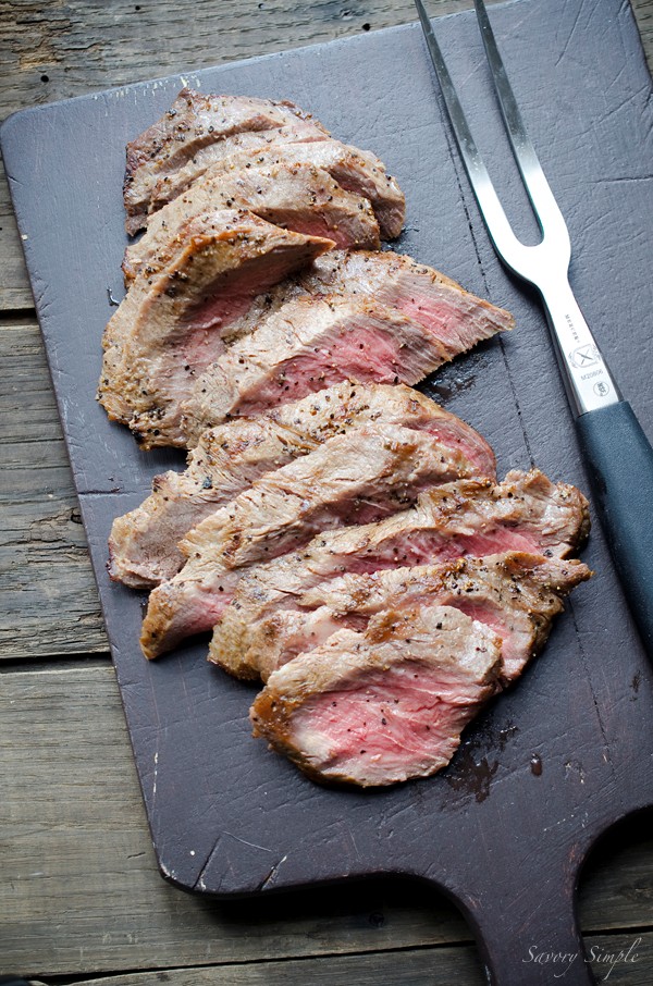Beer marinated grilled flat iron steak 