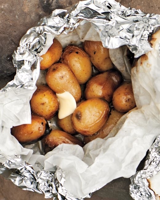 Beer-steamed potato hobo pack