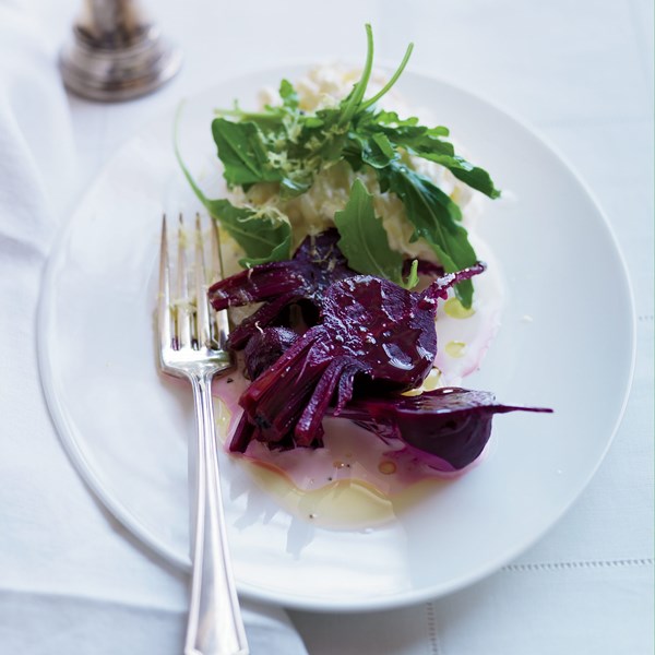 Beet & arugula salad with marinated burrata [Graham Elliot]