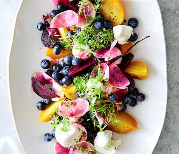 Beet & blueberry salad with fennel-mustard vinaigrette