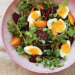 Beet & watercress salad with farm eggs