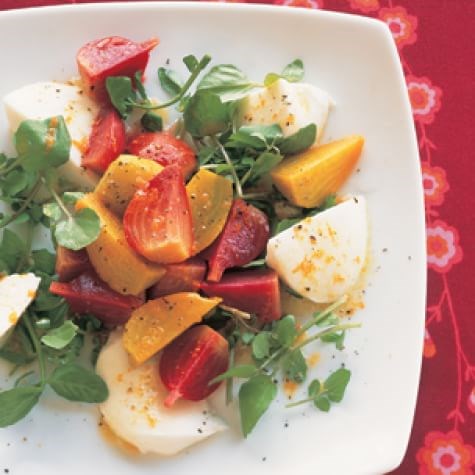 Beet & watercress salad with fresh mozzarella 