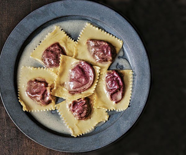 Beet and blue cheese ravioli filling