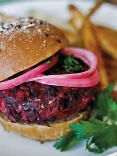 Beet and brown rice burgers