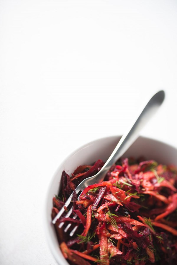 Beet and carrot salad with horseradish and dill