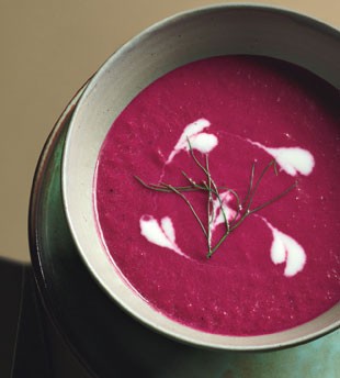 Beet and fennel soup with kefir