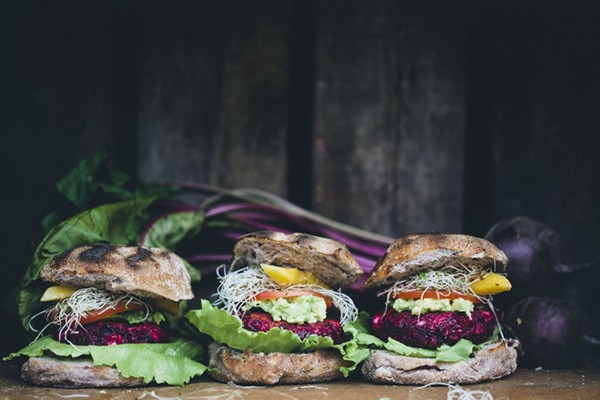 Beet and feta burgers