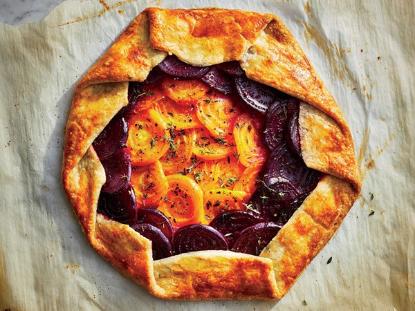 Beet and goat cheese tart
