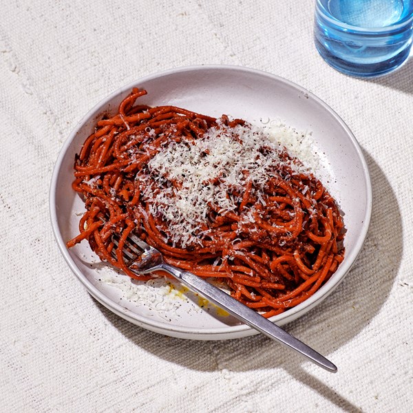 Beet and mushroom miso ragù